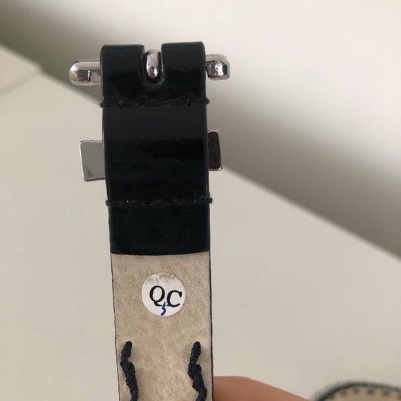 QC Chain Lined Black Patent Belt Women’s Sz 37.5” - Picture 4 of 4